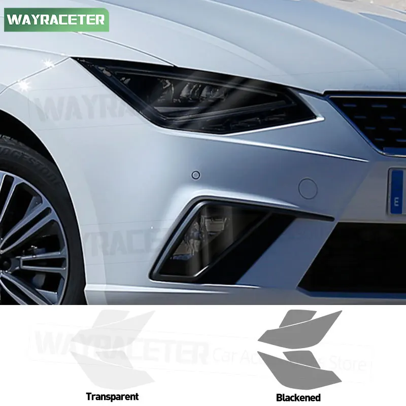 4 Pcs/Set Car Headlight Tint Smoked Black Protective Film Transparent TPU Sticker For Seat Ibiza 2021 2022 2023 2024 2025