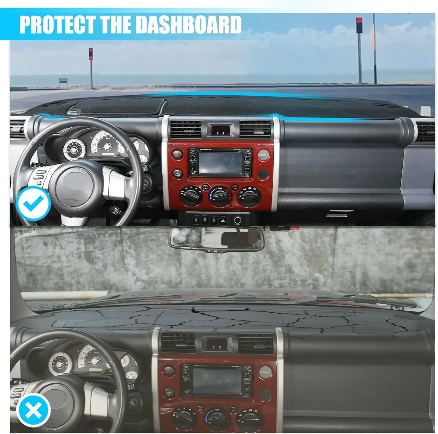 

Чехол на приборную панель автомобиля, коврик для защиты от ультрафиолета, аксессуары для Toyota FJ Cruiser GSJ10 2006-2020 2021 2022 2023