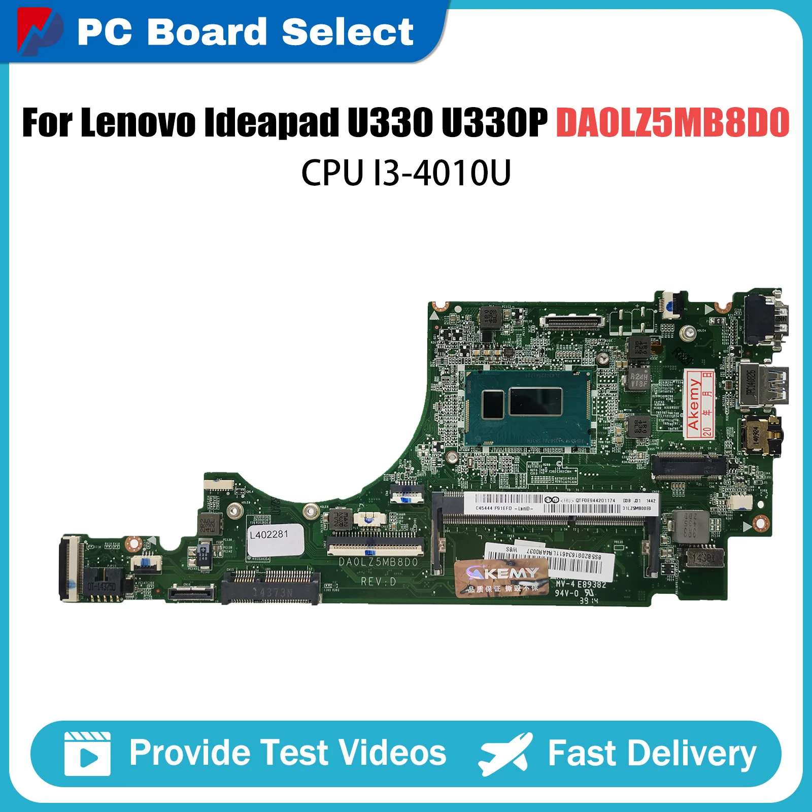 

DA0LZ5MB8D0 Notebook Mainboard For Lenovo Ideapad U330 U330P U330T Laptop Motherboard With I3-4010U CPU DDR3 Fully Tested