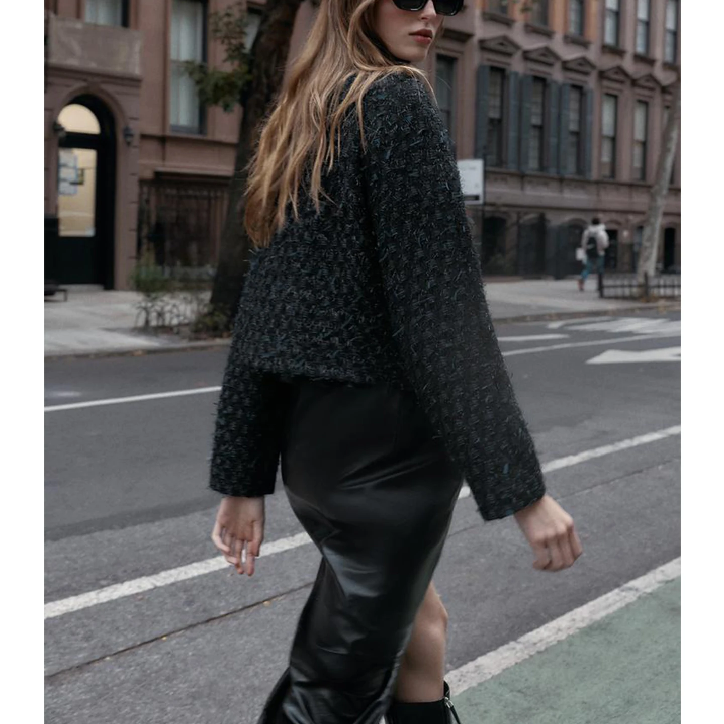 Inverno Nuovo design da donna Colletto alla coreana Lungo Sve Colore metallo Tead Costruzione Doppio risvolto Jaet ort French Sle Pol...