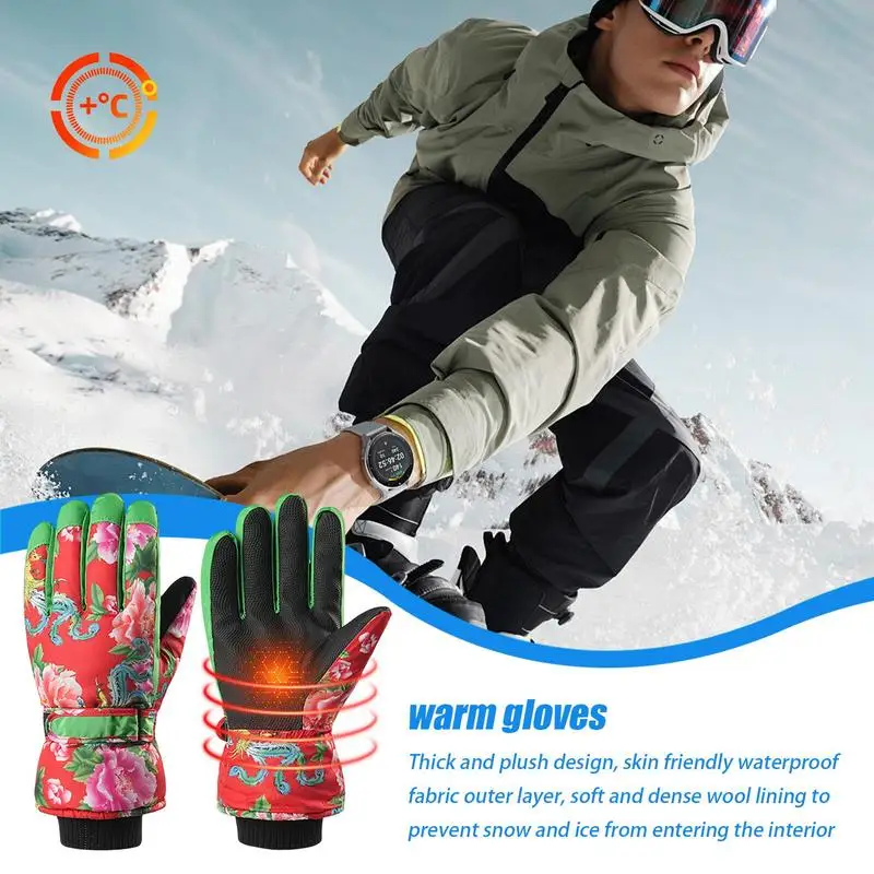 หน้าจอสัมผัสถุงมือหิมะหิมะหน้าจอสัมผัสสกีเย็นสภาพอากาศถุงมือสโนว์บอร์ดหน้าจอสัมผัสขี่จักรยานถุงมืออุ่นสําหรับขี่จักรยาน