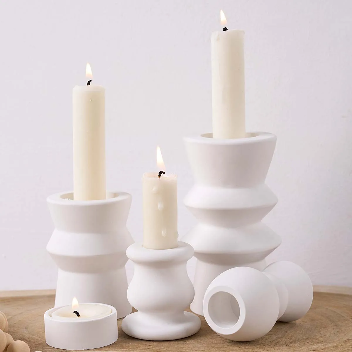 Nordic Candle Holder Silicone Mold DIY Geometric Roman Column Candlestick Clay Molds Plaster Resin Craft Gifts Making Home Decor view 5