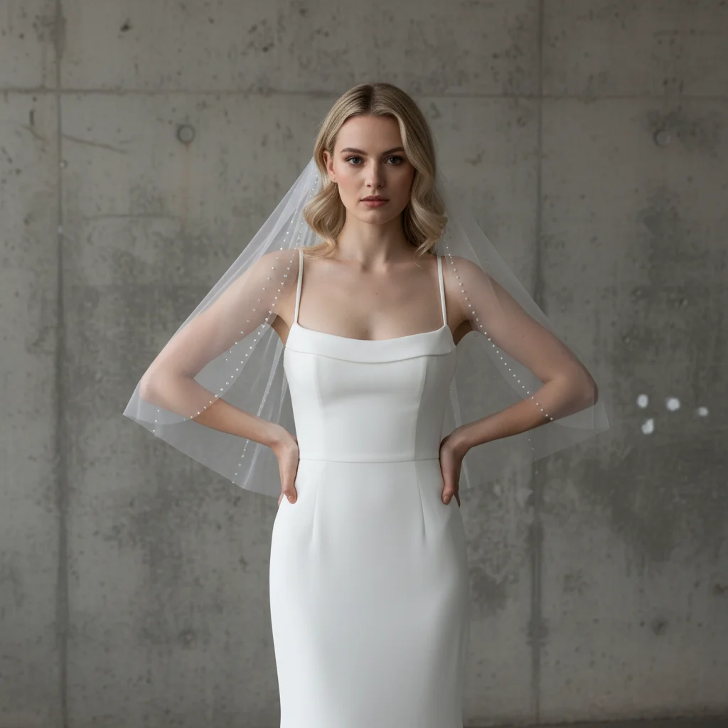 Bridal Wedding Veil Pearl Bridal Veil White Ivory Wedding Veil Single Layer 100cm Soft Tulle Wedding Accessory with Comb G71