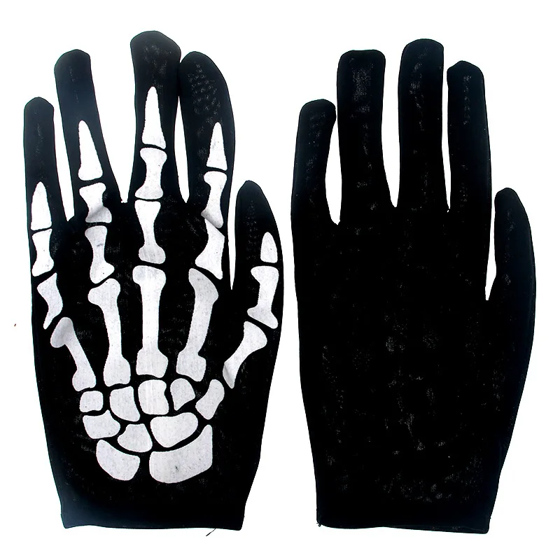Halloween Costume Accessories Horror Toys Masquerade Props Skeleton Printing Gloves Scary Gloves