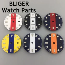 28.5mm Sterile Dial Luminous Mark two color fit ETA 2826 2824 Seagull 1612 Mingzhu DG2813 3804, Miyota 8205 8215 821A movement