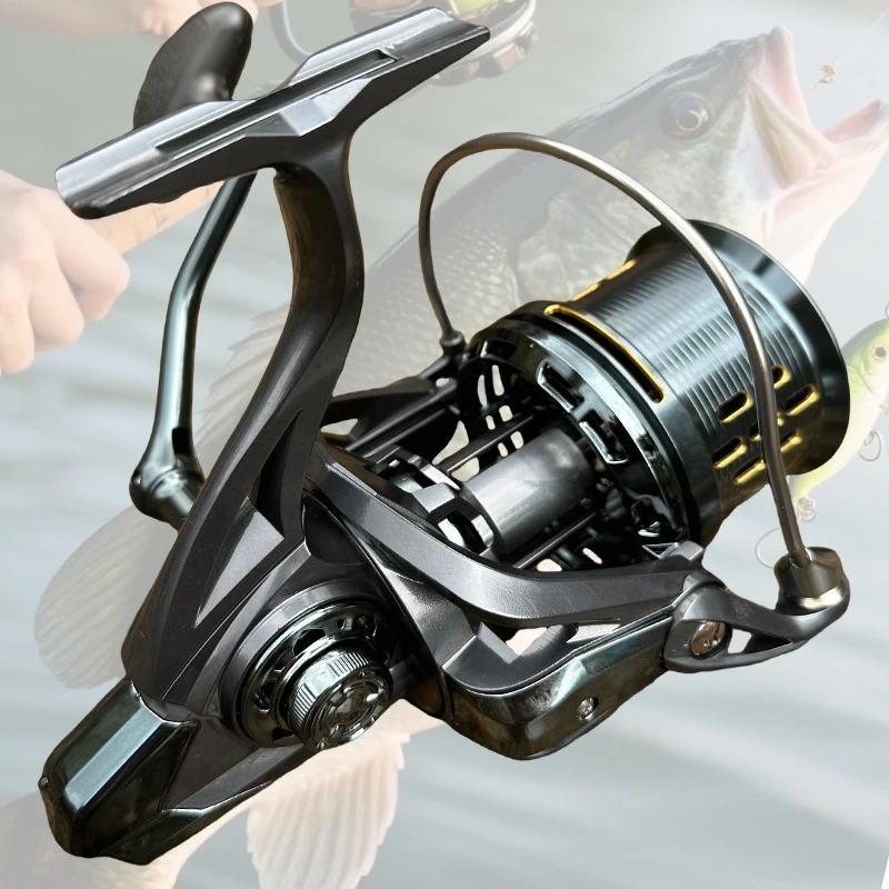 Hochleistungs-Spinning-Angelrollen-Übersetzungsverhältnis 4,8:1 Aluminiumlegierung Metalldrahtbecher 9000-14000 Serie Karpfenförderrad Pesca