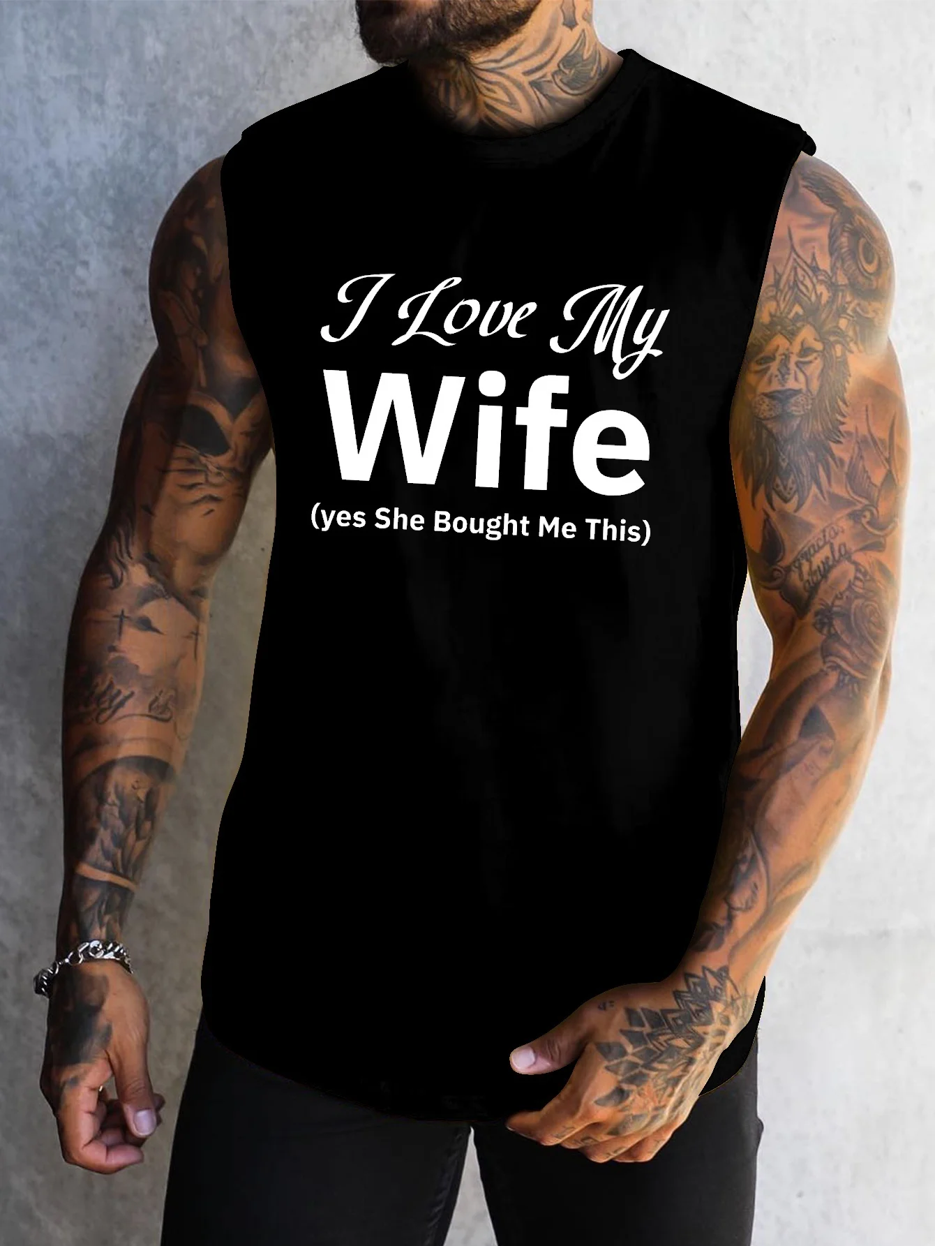

Love your wife as if she were your life. This is a men's summer outerwear item featuring a basketball-style sports vest.