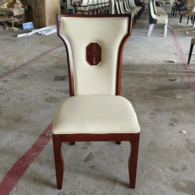 Hotel Box VIP Chair Solid Wood Restaurant Banquet Table and Chair Combination Backrest Conference Chair New Soft Package Dining