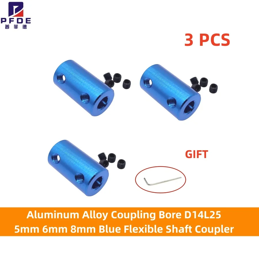 NO 3pcs  Aluminum Alloy Coupling Bore D14L25 5mm 6mm 8mm Blue Flexible Shaft Coupler Screw For Stepper Motor Flexible Shaft Cou