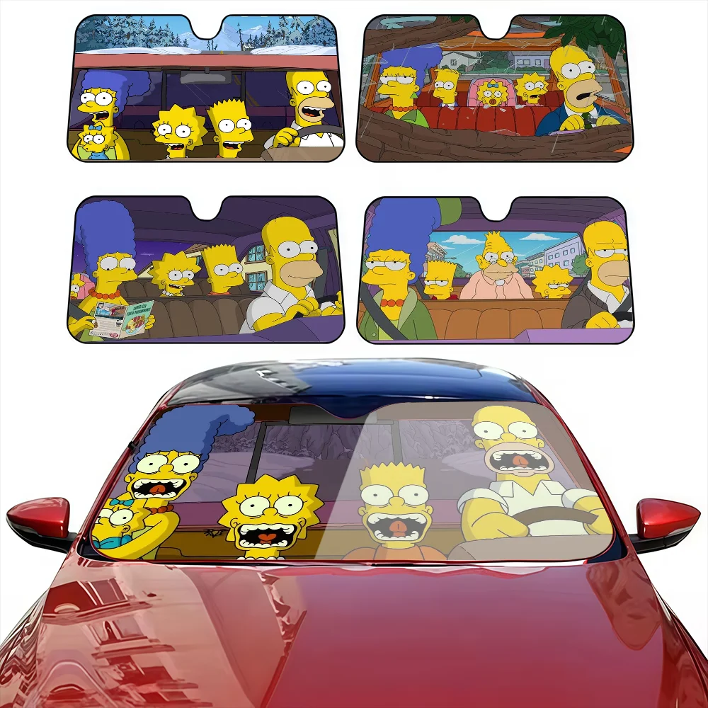 Funny Cool S-Simpsons-es Car SunShade Windshield Anti-UV Car Window Windscreen Cover Sun Shade Auto Visor