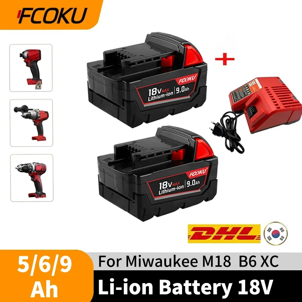 

18V 9.0Ah Lithium Battery For Milwaukee M18 Battery XC48-11-1860 48-11-1850 48-11-1840 48-11-1820 Charger Power Tool Battery