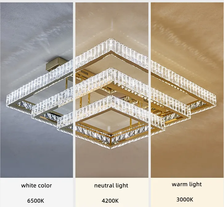 Living Room Crystal LED Ceiling Lamp Steel Smart Dimmable