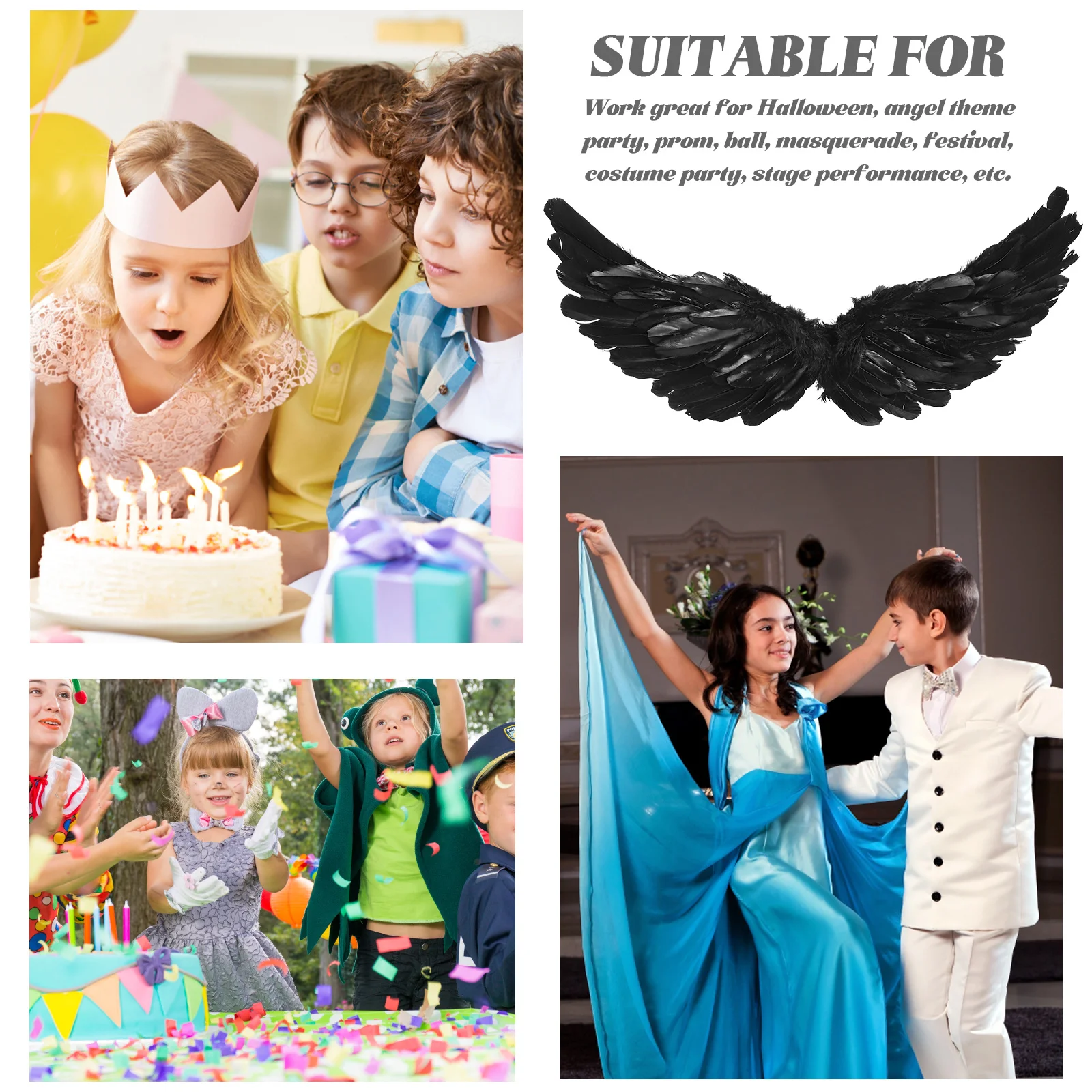 Skrzydła Rekwizyty Kostiumy Festiwal Czarne Sztuczne Cosplay Anielskie Skrzydło Duże Skrzydło Wróżki na Występy Sceniczne Zdjęcia