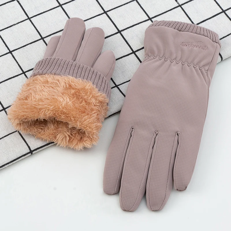 Guantes de ciclismo para mujer, manoplas suaves e impermeables a prueba de viento con pantalla táctil, felpa interna, antideslizantes, respetuosas