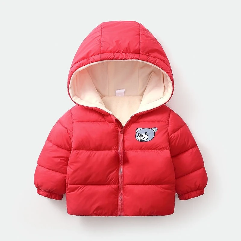 Kinder Winter Fleece-Gefütterte Warme Baumwolljacke Weiche Lässige Schule Baby Jungen Mädchen Winddichte Kapuzenjacke Kinder Sport Warme Oberbekleidung – Detail 3