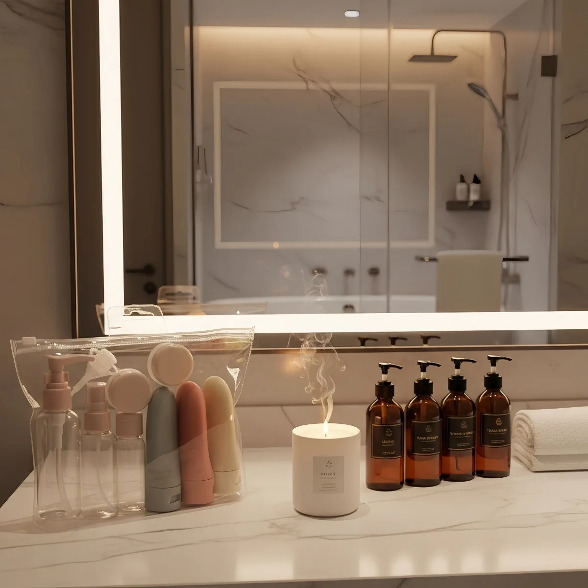 مجموعة تعبئة مستحضرات التجميل، زجاجات فارغة لرحلات العمل، زجاجات تعبئة الحليب المحمولة.zwq #5