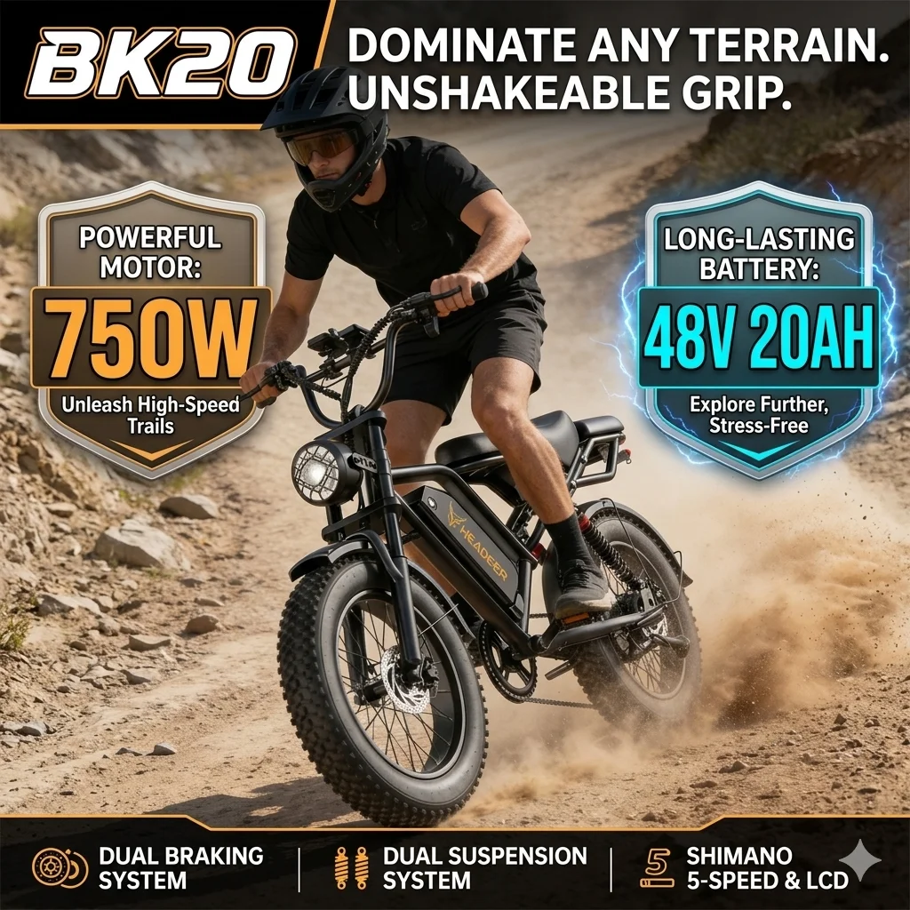 ElectricBikeHEADEER750WMotor48V20AHLithiumBatteryCityCommutingElectricBicycle20*4InchOff-roadTireMountainE-bike-AliExpress