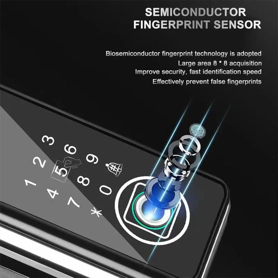 Intelligent Fingerprint Digital Remote Control Password Magnetic Card Electric Smart Office Frameless Glass Door Locks for Glass