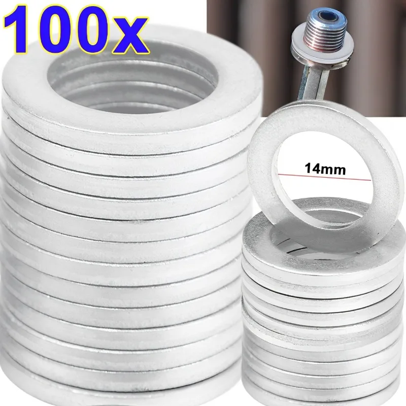 14mm Hole Nut Washer Car Engine Sump Oil Drain Seal Gasket for Honda Engine Oil Sump Aluminium Seal Gasket Auto Parts 10/100PCS