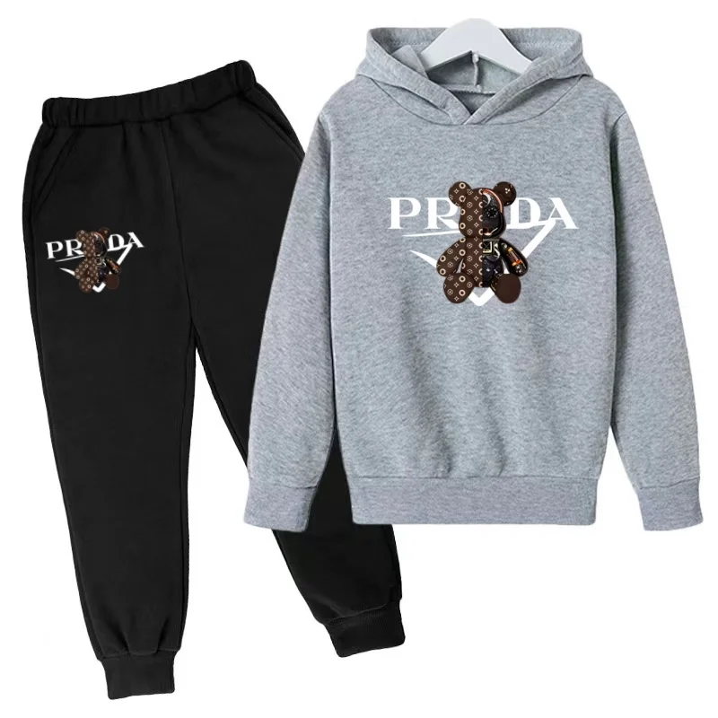 Bear Print Hoodie Set 4