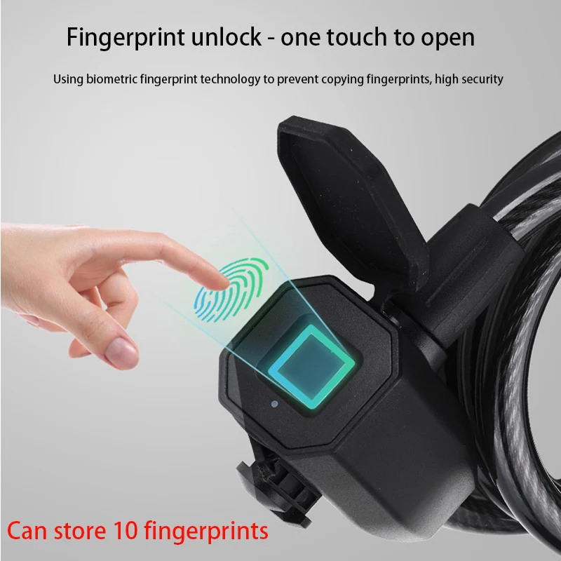 Fingerprint Bicycle Lock Stainless Bicycle Lock Steel Anti Theft Smart Lock USB Waterproof MTB Door Lock Bike Accessories