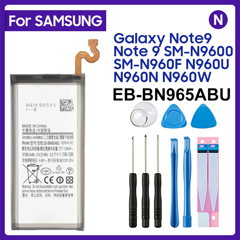 Battery For Samsung Galaxy Note 9 N960 Battery 4000 mAh EB-BN965ABU Cellphone Replacement Spare Parts Li-ion Bateria