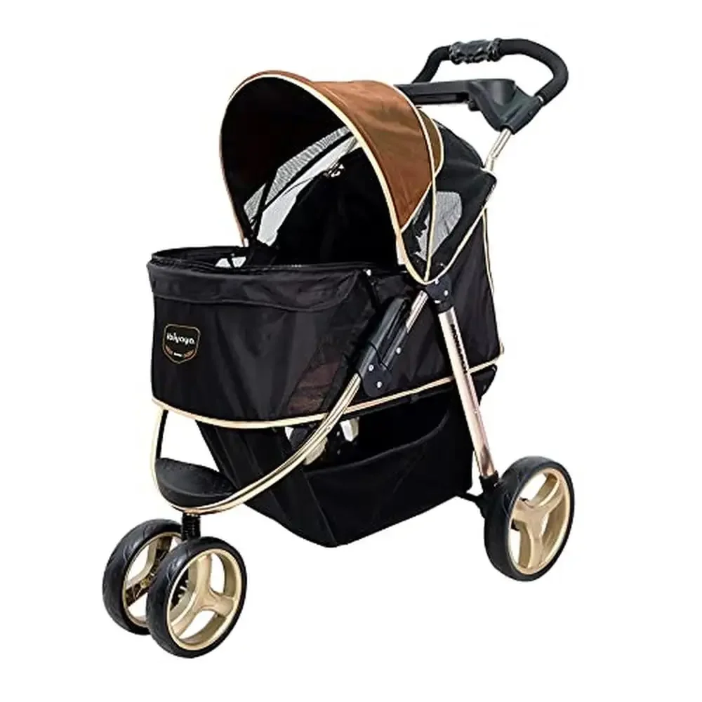 Foldable Pet Stroller Medium and Small Dogs and Pets Lightweight Aluminum Frame with Ventilated Mesh Storage Area and 360-Degree