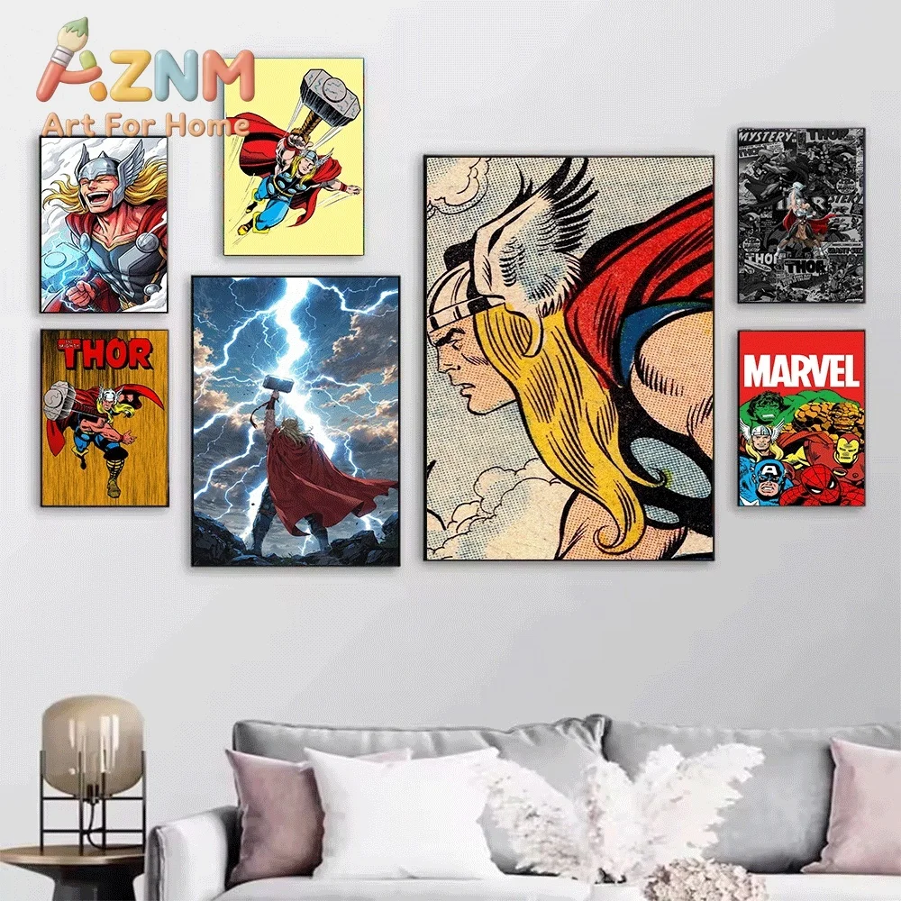 Spider Man Thor Doctor Doom Vintage Comic Canvas Wall Art Unframed Single Canvas Print Superhero Poster Home Bedroom Living Ro