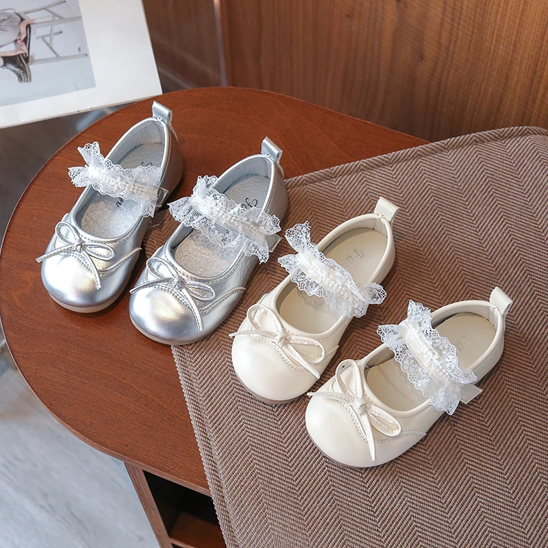 

2025 Spring Autumn New Children Leather Shoes for Girls Fashion Korean Style Soft Bottom Anti-slippery Versatile Princess Shoes