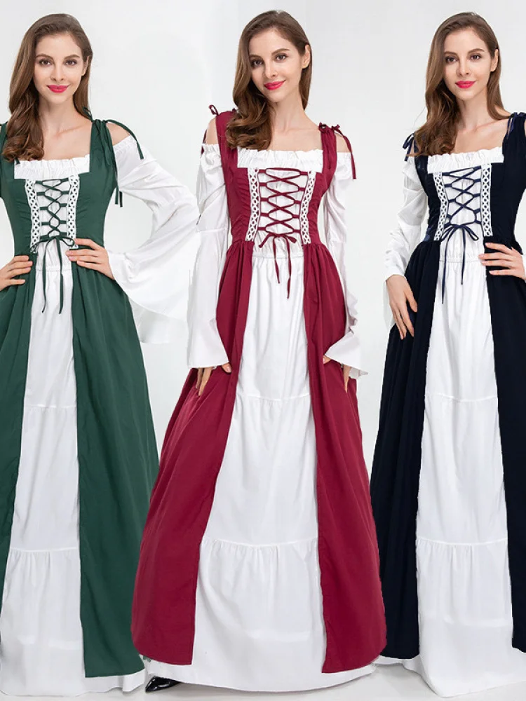 

Хэллоуин Королева Godd Court Костюм принцессы Винтажная европейская королевская одежда для выступлений для студентов колледжа Сценическое выступление...