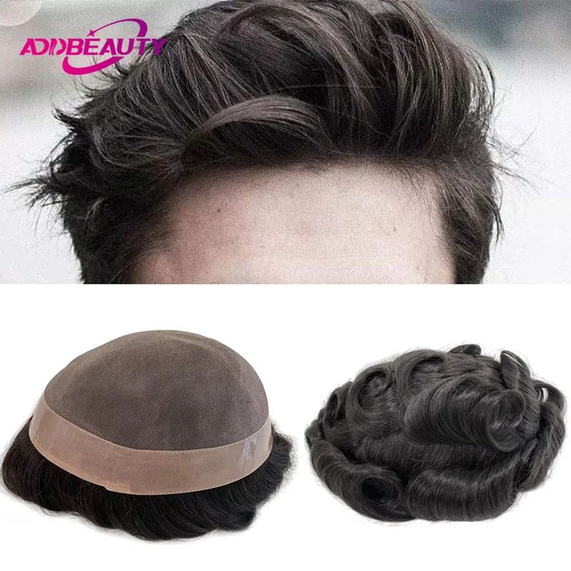 

Fine Mono NPU Man Toupee Addbeauty Human Hair Wig Men's Capillary Prosthesis Indian Human Hair System Unit Natural Hairpiece