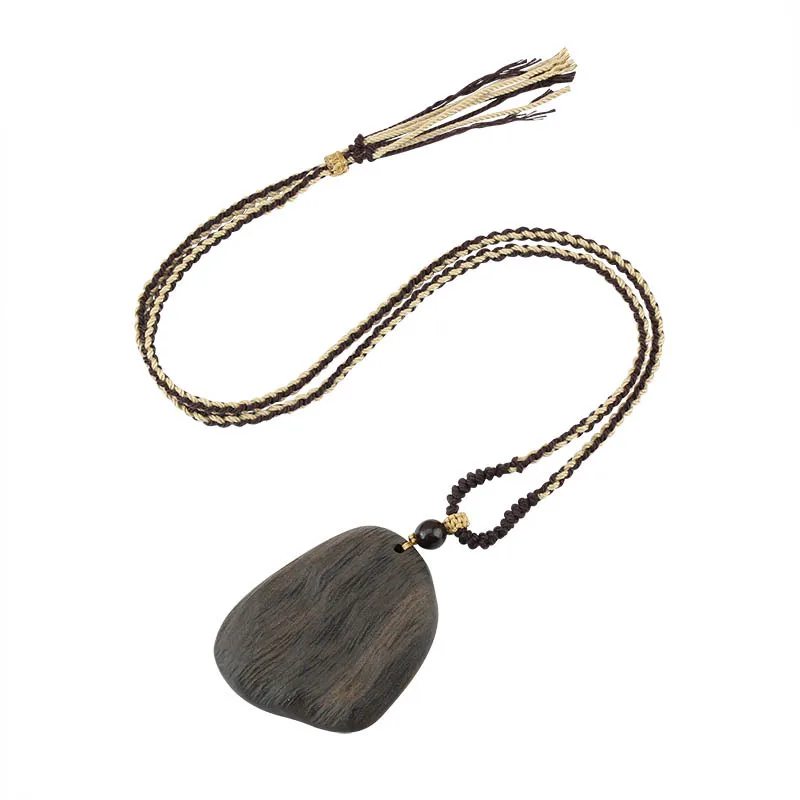 خشب الصندل غرق الكنز عشوائي المشهد سترة سلسلة الفن الرجعية الرجال النساء تنوعا قلادة طويلة مجوهرات تذكارية سياحية