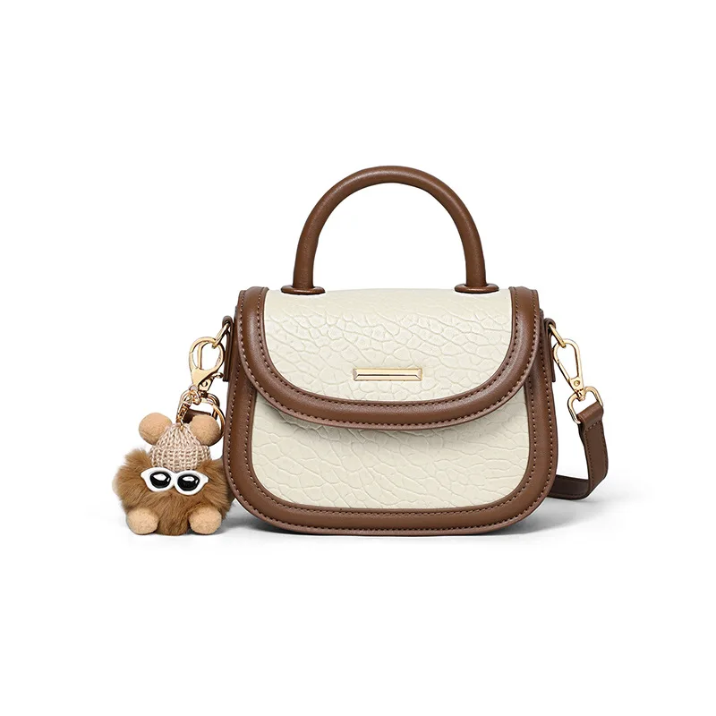 حقيبة يد نسائية صيفية بتصميم عصري حقيبة كتف جلدية أصلية فاخرة جديدة متعددة الاستخدامات حقيبة كروس نسائية ملونة متضاربة #5