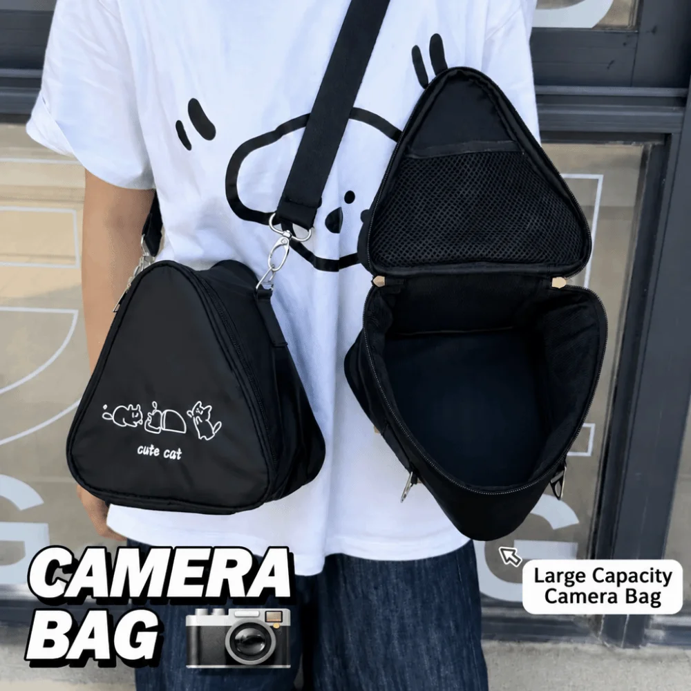 Simple Triangle Camera Bag Crossbody Adjustable Camera Protective Pouch Shockproof Camera Case for Canon Compact Cameras