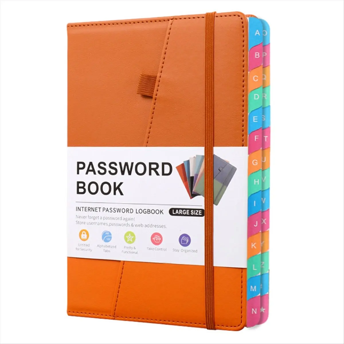 MALL Password Keeper Book with Colorful Alphabetical Tabs and Two Bookmarks, for Seniors 8.4X5.9Inch, Internet Address A