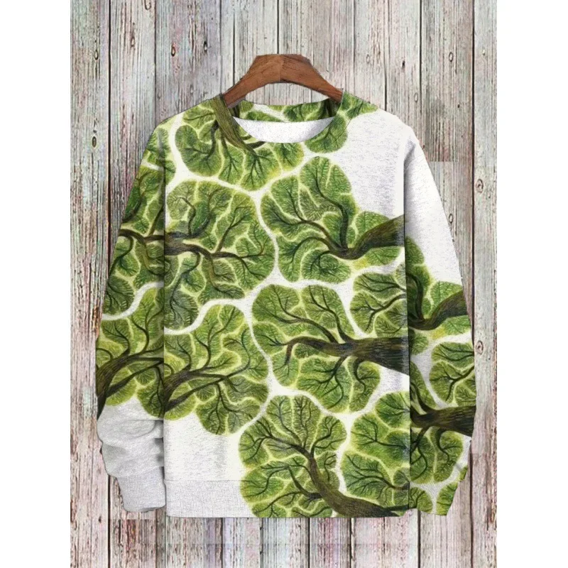 New Sweatshirts For Men Autumn Fashion Men's Clothing 3d Plant Graphic Printed Long Sleeve Tee Oversized O-Neck Men Hoodies Tops