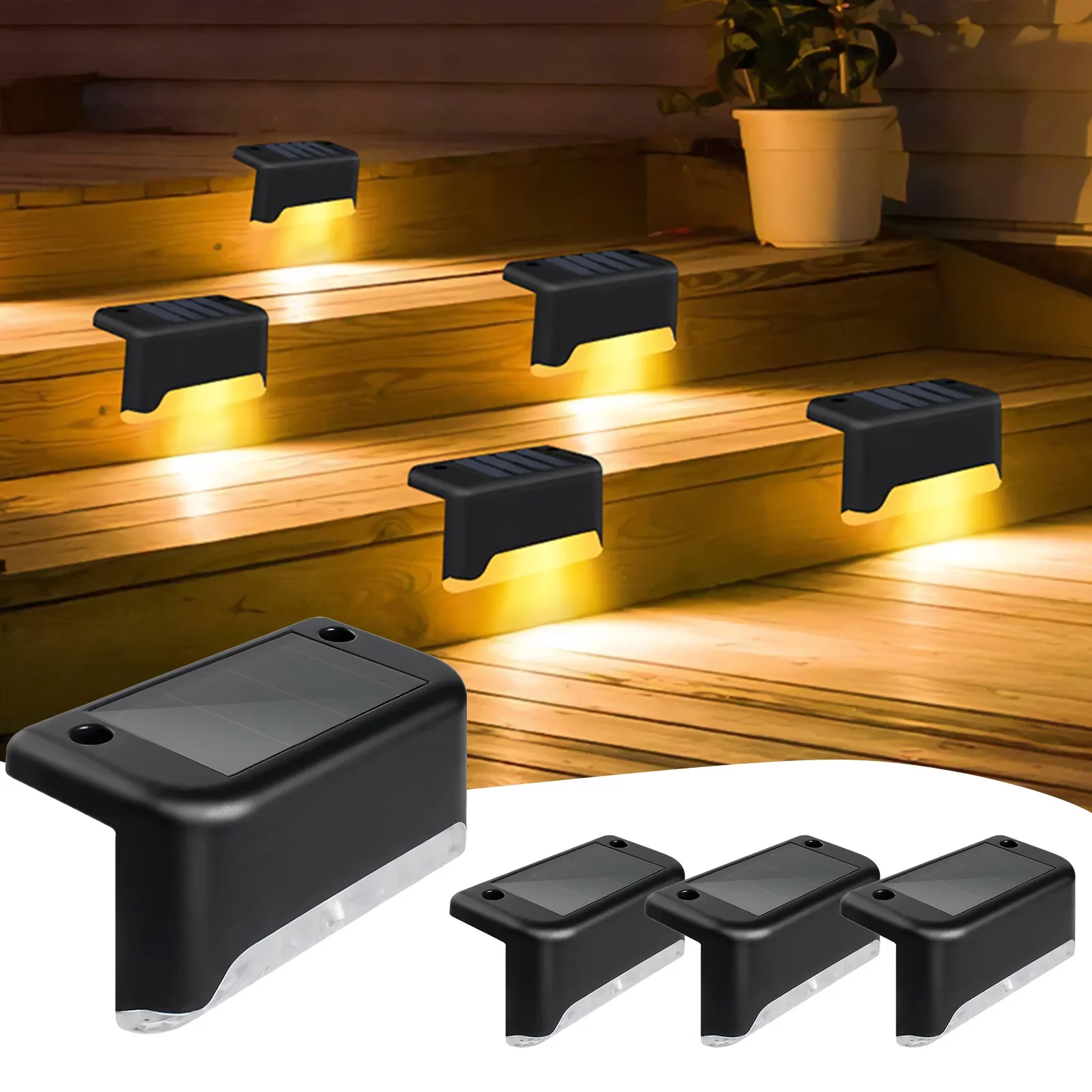 LED Solar Deck Lights Outdoor Solar Light Waterproof Solar Stairs Light Garden Decoration Patio Fence Step Yard Outside Lighting