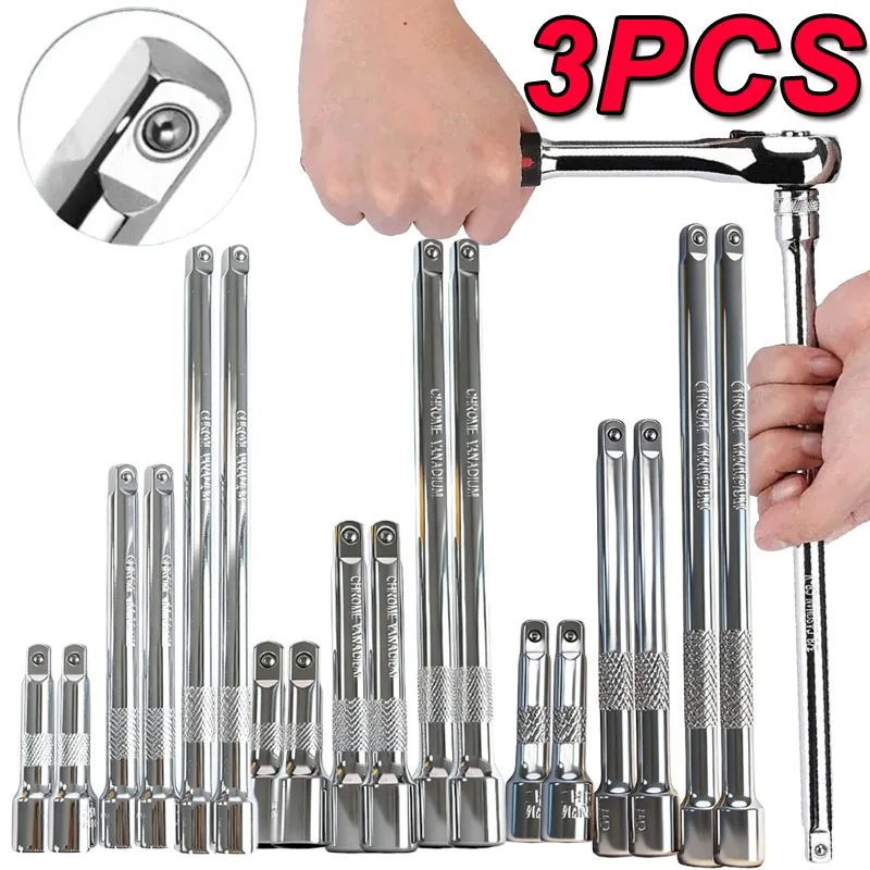 

3pcs/Set Socket Extension Bar Set 1/4 3/8 1/2 Drive Long Extension Rod for Ratchet Wrench Auto Repair Tool Accessories