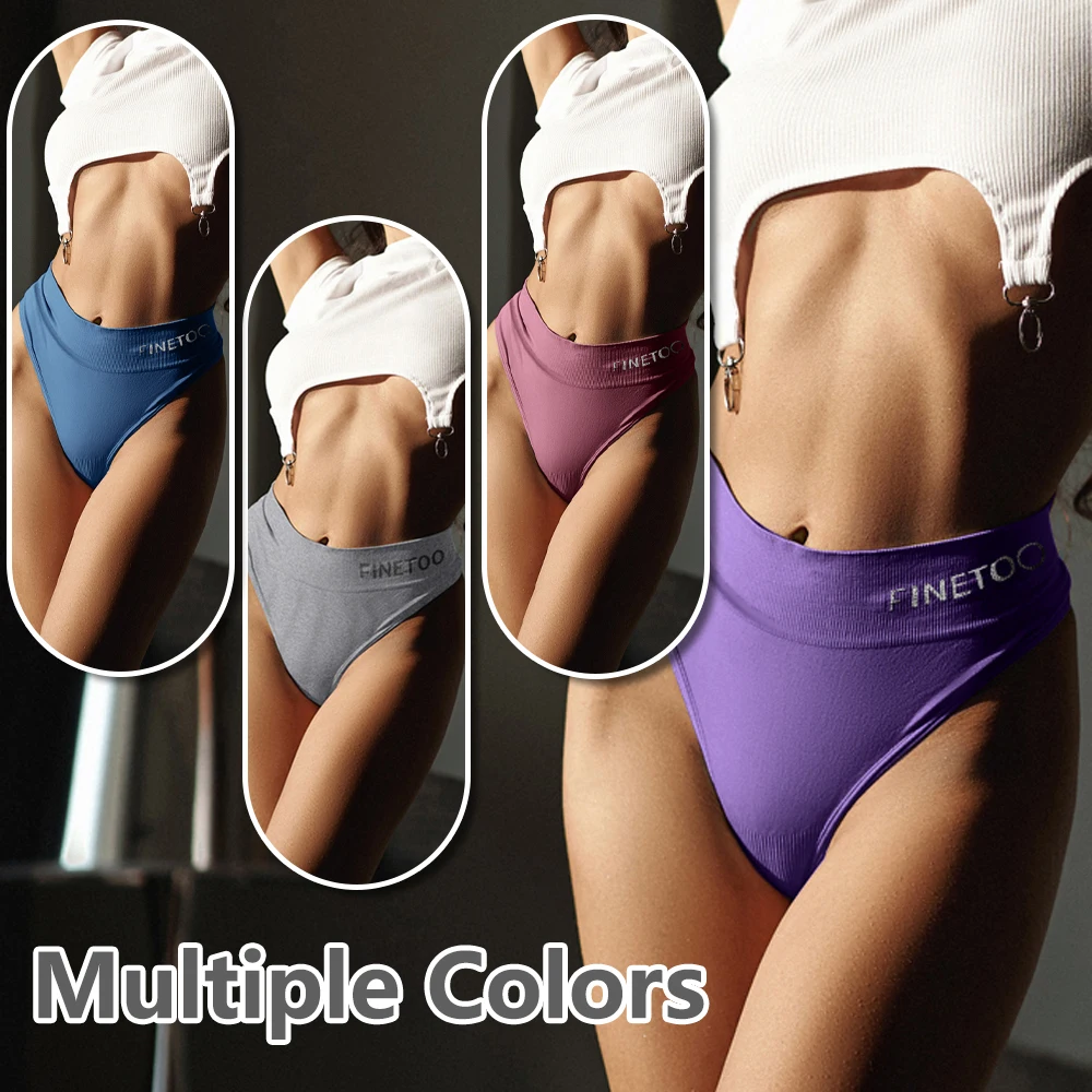 FINETOO 3Pcs/Set Women's Sexy Panties Stretchy G-Strings Large Size High Waist Underwear Female Breathable Thongs Sexy Lingerie