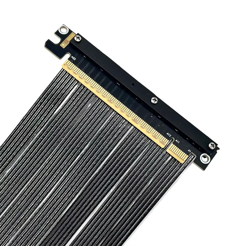 ADT-Link PCIe 5.0 مزدوج عكسي x16 بطاقة الرسومات تمديد كابل عالية السرعة ضياع لينة الشريط الناهض محول a4itx