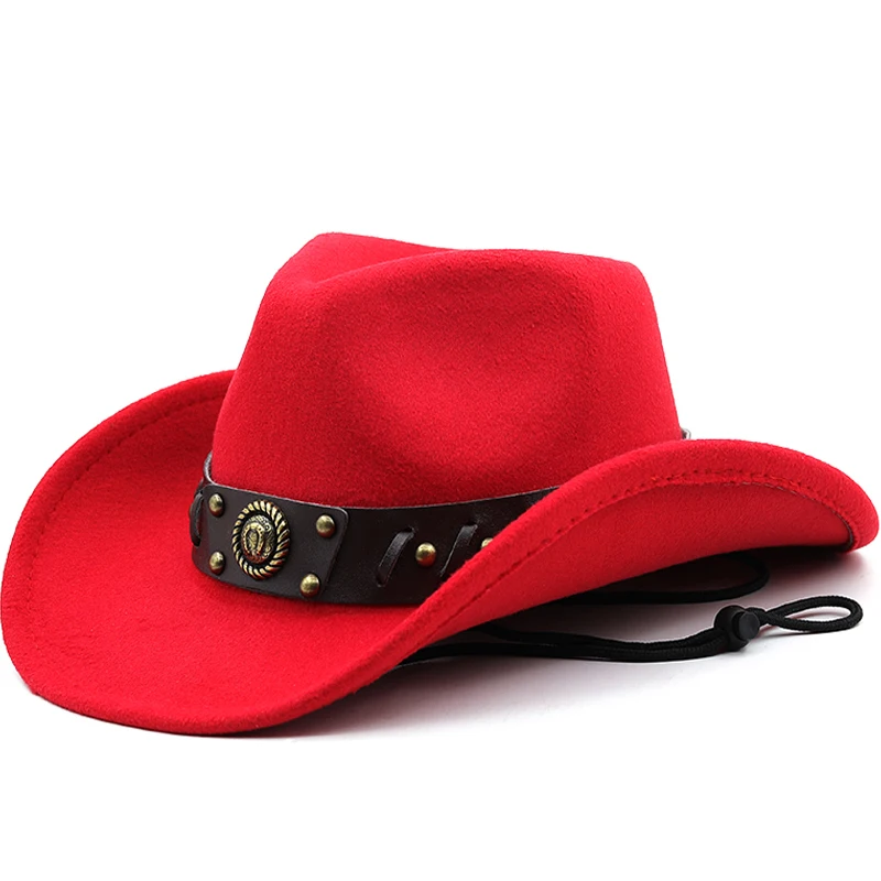 Wide Brim Hat Women Western Cowboy Hat For Men Gentleman Panama Jazz Fedora Hat With Leather Cloche Church Sombrero Dropshipping