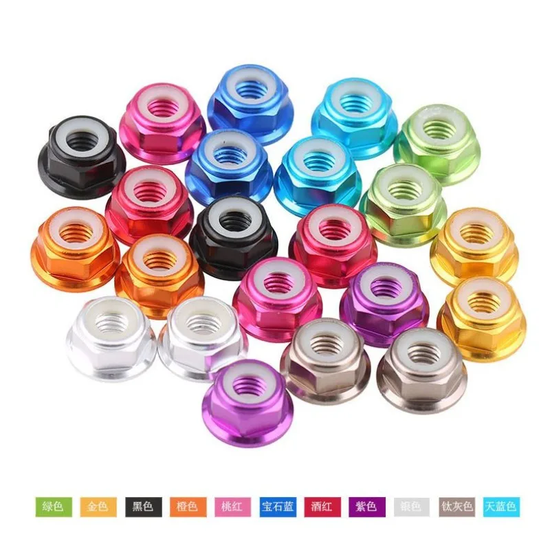 Aluminum Nylon Flange Anti‑Loose Lock Nuts M2 M3 M4 M5 M6 M8 For Machinery Assembly Repair Fasteners