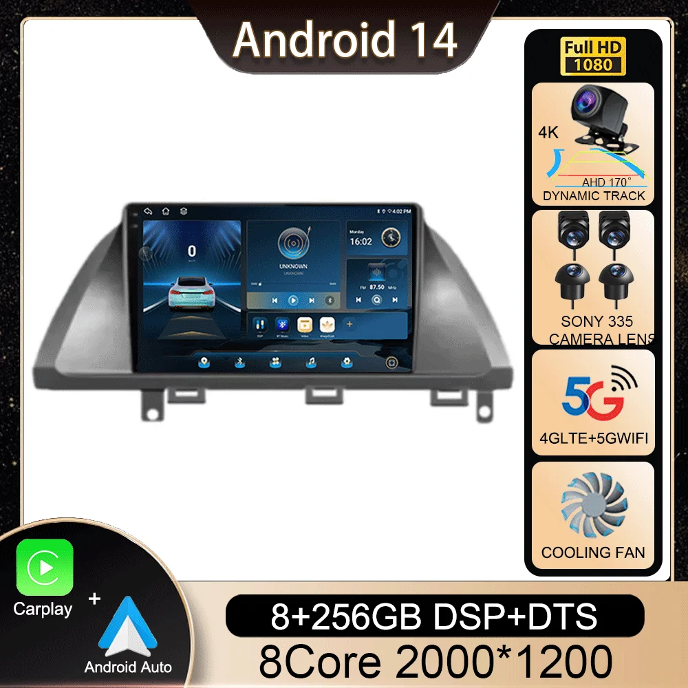 Android 14 Carplay Auto For Honda Odyssey 2005 2006 2007 2008 2009 2010 Car Radio Video Stereo GPS Multimedia Player WIFI NO DSP