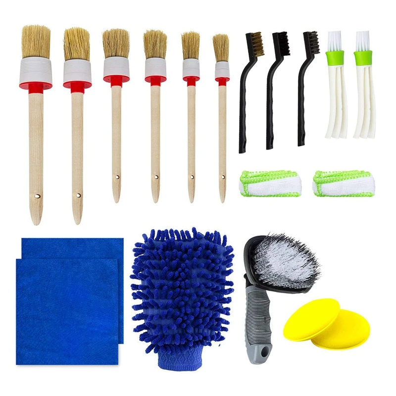 

17 Pieces Car Cleaner Brush Set For Cleaning Car Motorcycle Automotive Cleaning Wheels, Dashboard, Interior, Exterior, Leather,