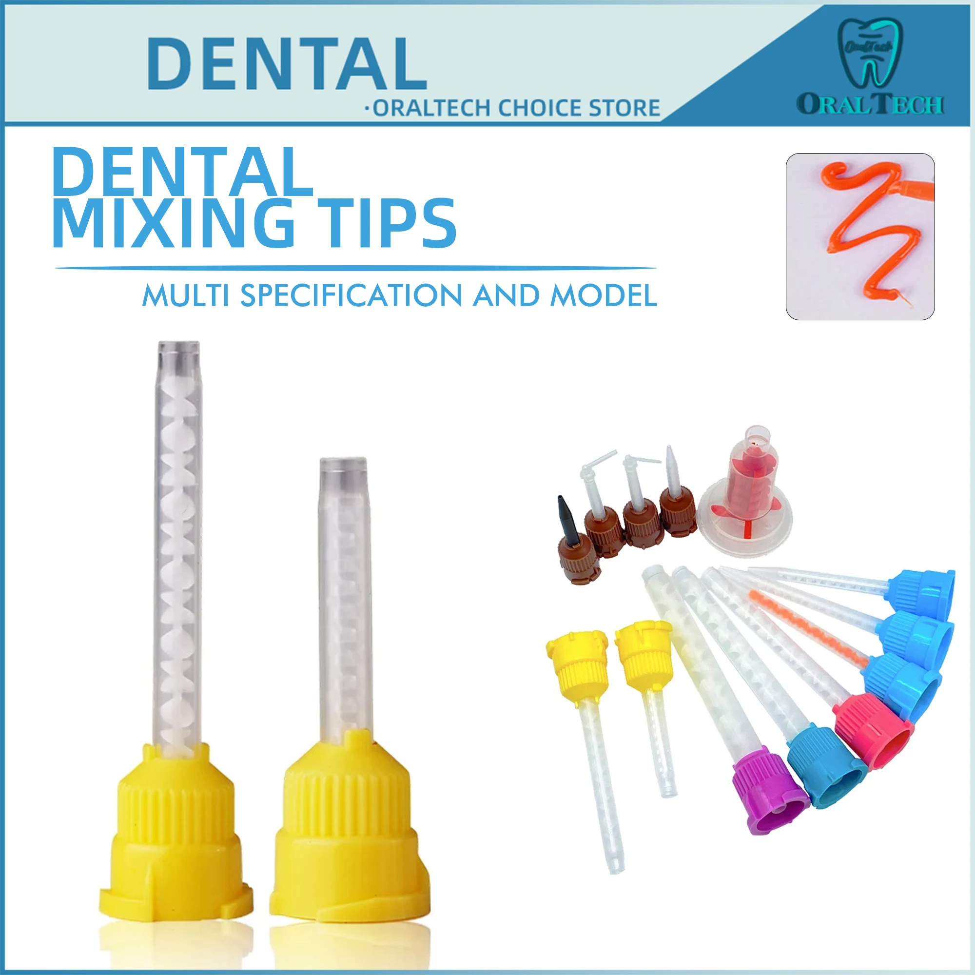 Dental Mixing Tips 50 100Pcs Yellow 1 1 Ratio Disposable Mixers Nozzles for Dental Impression Material