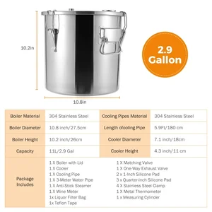 Botella destiladora de agua de alcohol de 11l Equipo de diatismo de diy Monedero de acero inoxidable Bomba de máquina de elaboración de cerveza para whisky Beer Beer Dispenser 10 Mejor máquina de hacer alcohol de ventas - №9