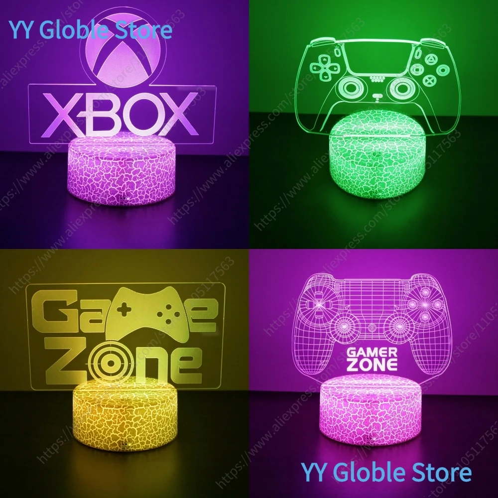 Lampe 3D NEON GAMER: veilleuse LED RGB pour configuration de jeu, lampe de table de chambre personnalisée et cadeau de décoration de chambre d'enfant