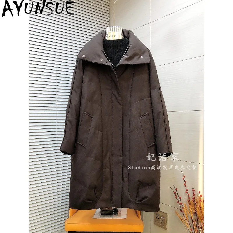 AYUNSUE Goose Down Jackets for Woman Mid-length Windproof Warm Outerwears Woman Winter Coats Casual Woman Clothes Ropa Mujer