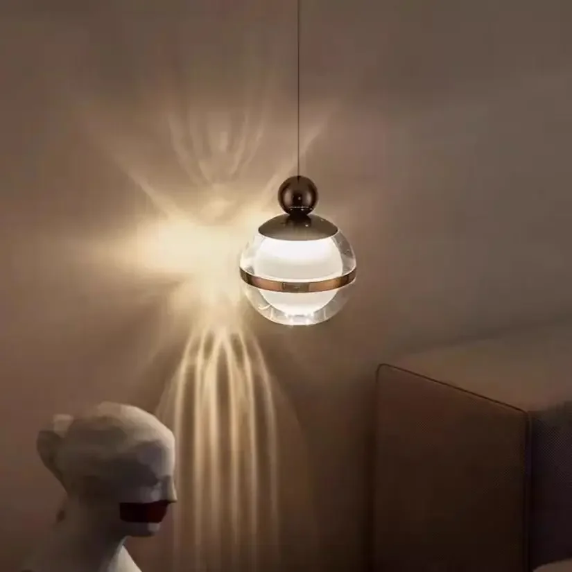 Modern Glass Pendant Light Transparent Ball Long Line Hanging Lamp Home Decor Bedroom Bedside Dining Table Ceiling Chandelier