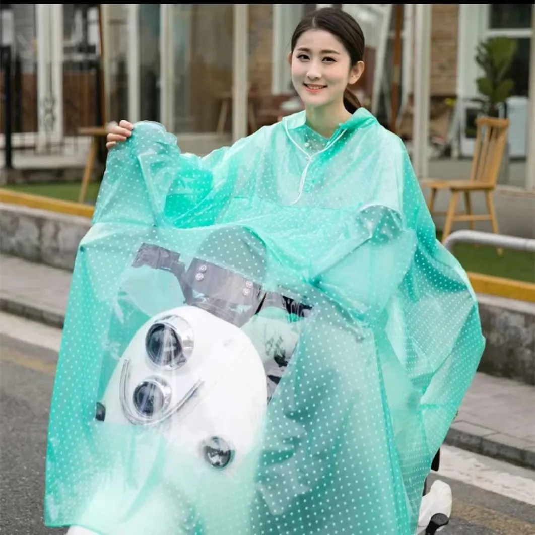 Impermeável a bateria de bicicleta elétrica para mulheres e homens, borda dupla destacável, motocicleta, borda grande, poncho de chuva transparente, tamanho grande, adulto